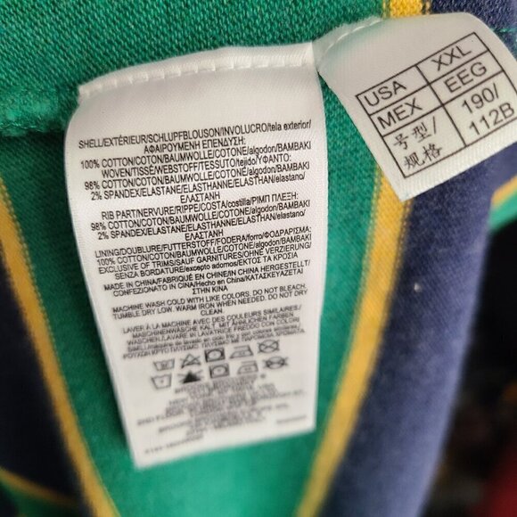 Brooks Brothers Polo Shirt Striped Blue Green Embroidered Patch Long Sleeve - Picture 7 of 8